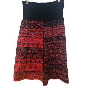 Green 3 Women's Holiday Winter Knit Skirt‎ Size S Red Black Nordic Cozy USA Made